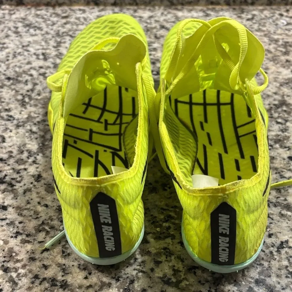 Nike Neon Yellow Racing Track Spikes with Black Swoosh